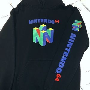 vintage Nintendo 64 graphic black hoodie | S
